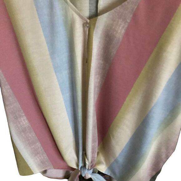 Trusele Size 2X striped short sleeve top pink green - Picture 4 of 4